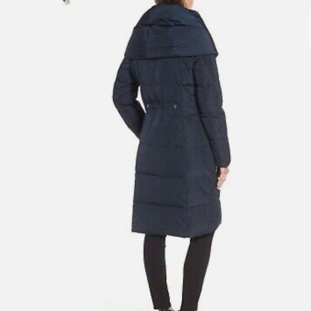 Cole Haan Signature Down & FeatherHooded Puffer Coat Dark Navy New Size XS - Picture 2 of 12